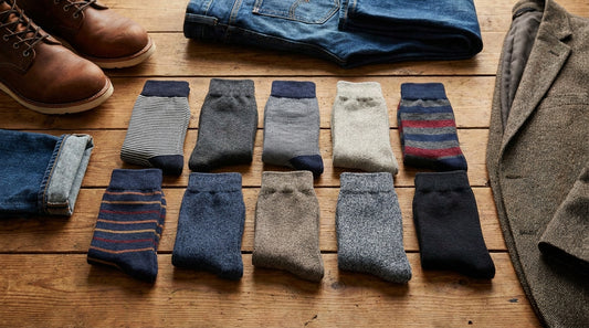 Comparison of 10 best men's sock brands including Darn Tough, Bombas, Smartwool, and DeadSoxy arranged on a flat surface