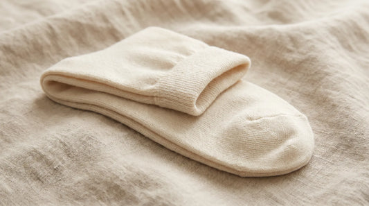 Premium soft-knit comfort socks with a seamless toe on natural linen