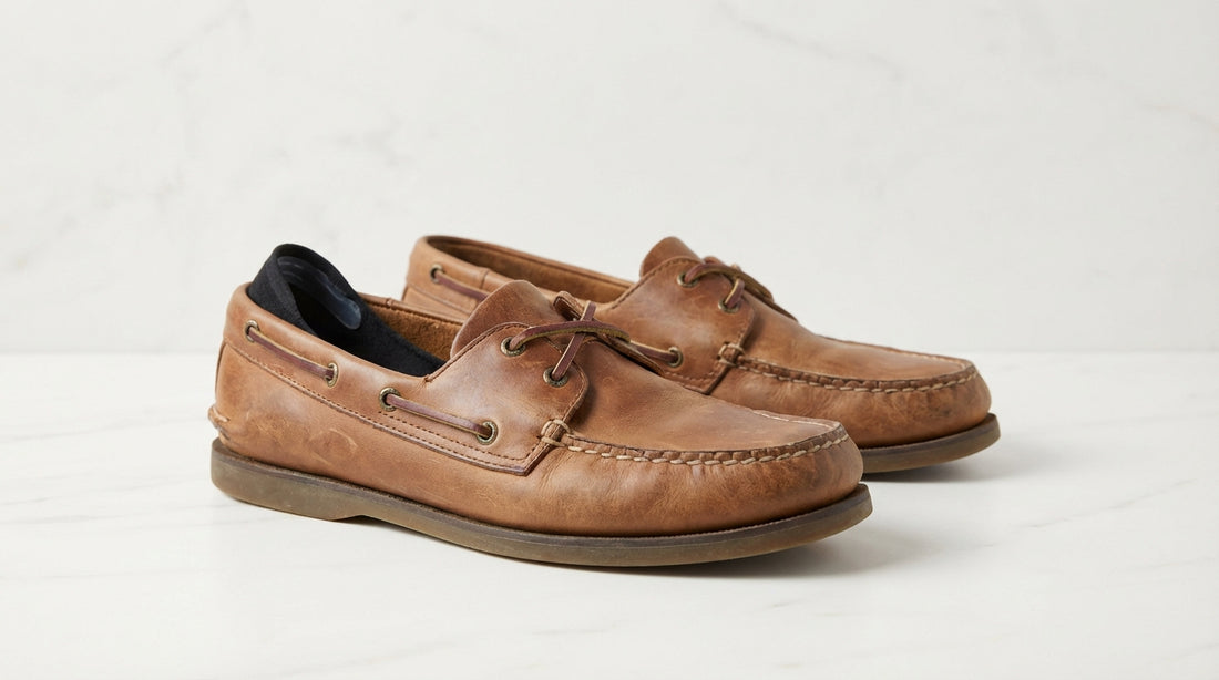 Ultra-low-cut invisible socks shown inside a boat shoe demonstrating complete concealment