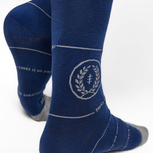 Navy dress socks National Football Foundation Sock Collaboration close up