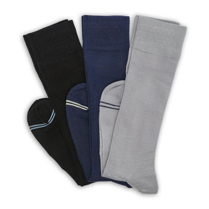 Dress Sock - Black, Navy, Grey 3-Pack
