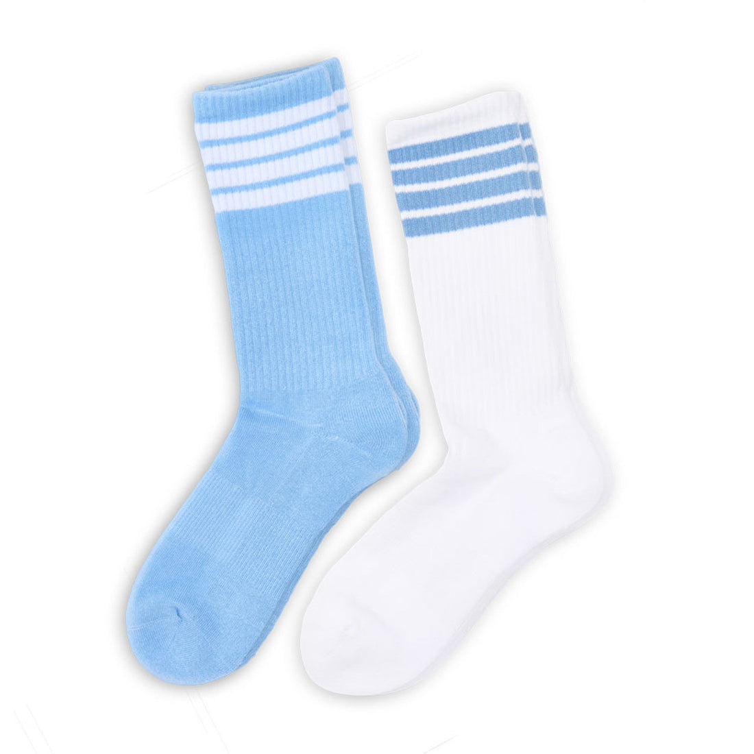 White and Powder crew sock bundle with 4 stripes on the leg