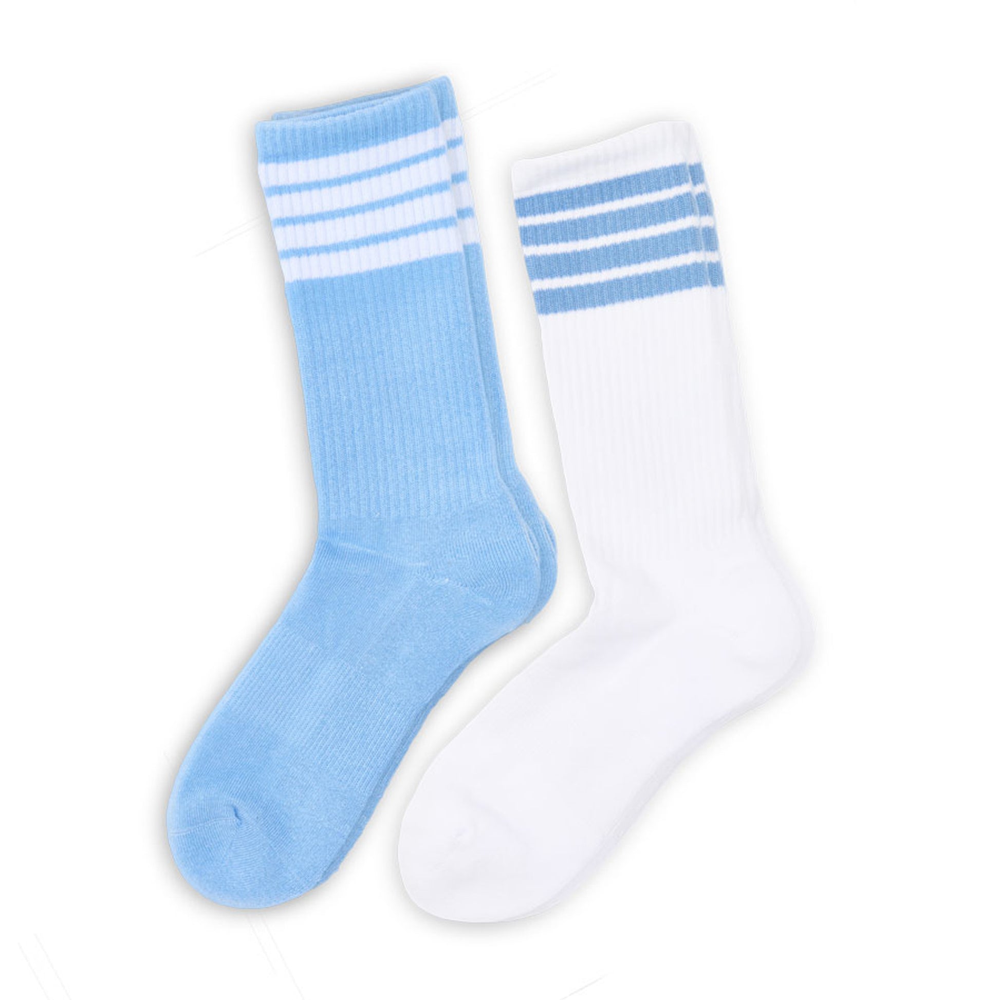 White and Powder crew sock bundle with 4 stripes on the leg