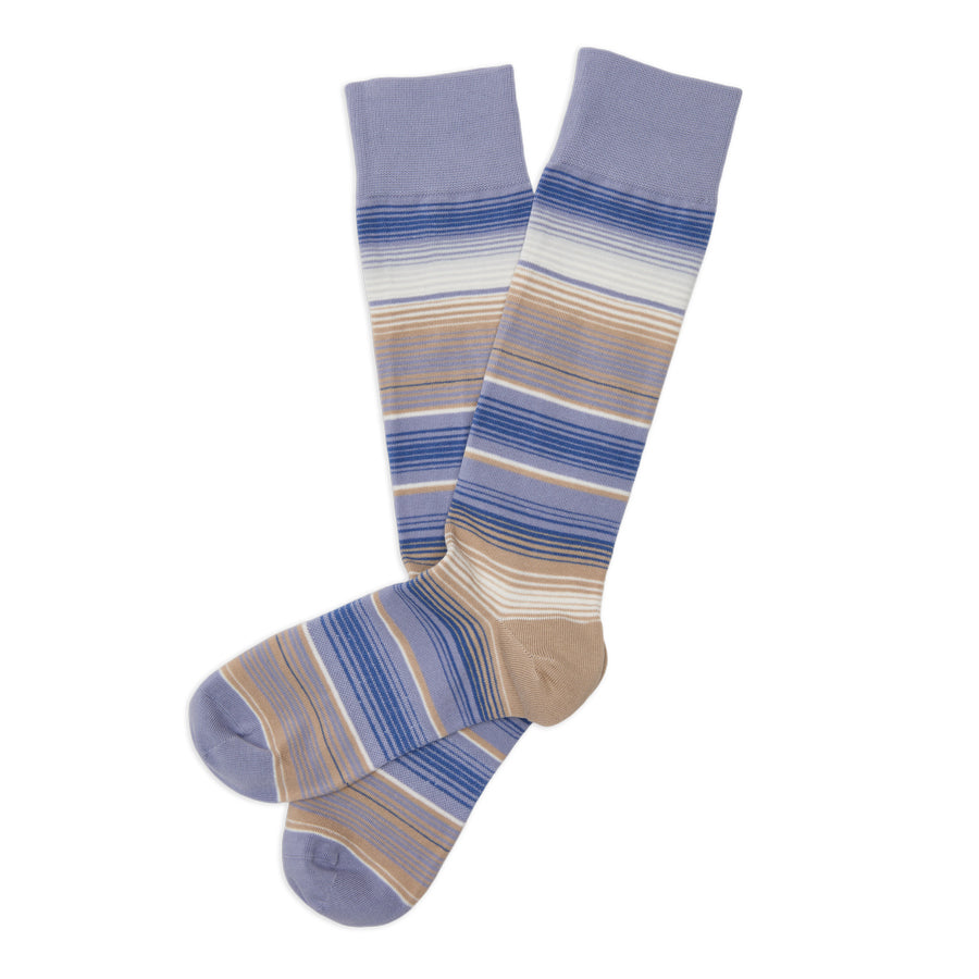 Allen dress socks flat lay showing complete multi-stripe pattern