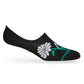 The Weitz Effect black flower no show collab socks product shot on mannequin
