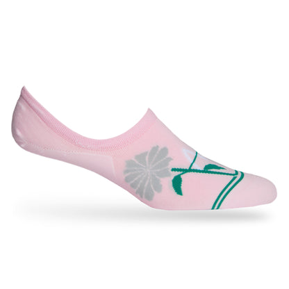 The Weitz Effect Pink Flower No Show Collab Socks on product shot on mannequin