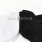 2 pack ankle socks black and white with DeadSoxy on the heel