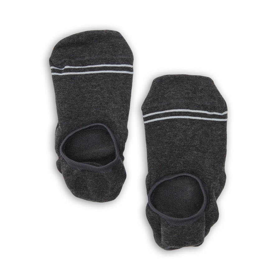 Beau no-show socks laid flat, showing solid charcoal