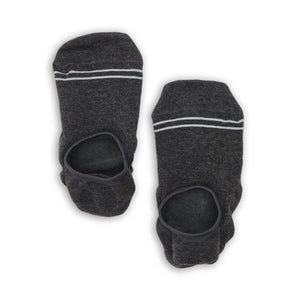 Beau no-show socks laid flat, showing solid charcoal