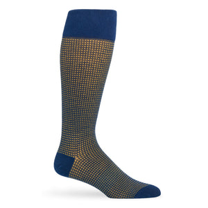 Navy and gold birdseye dress socks
