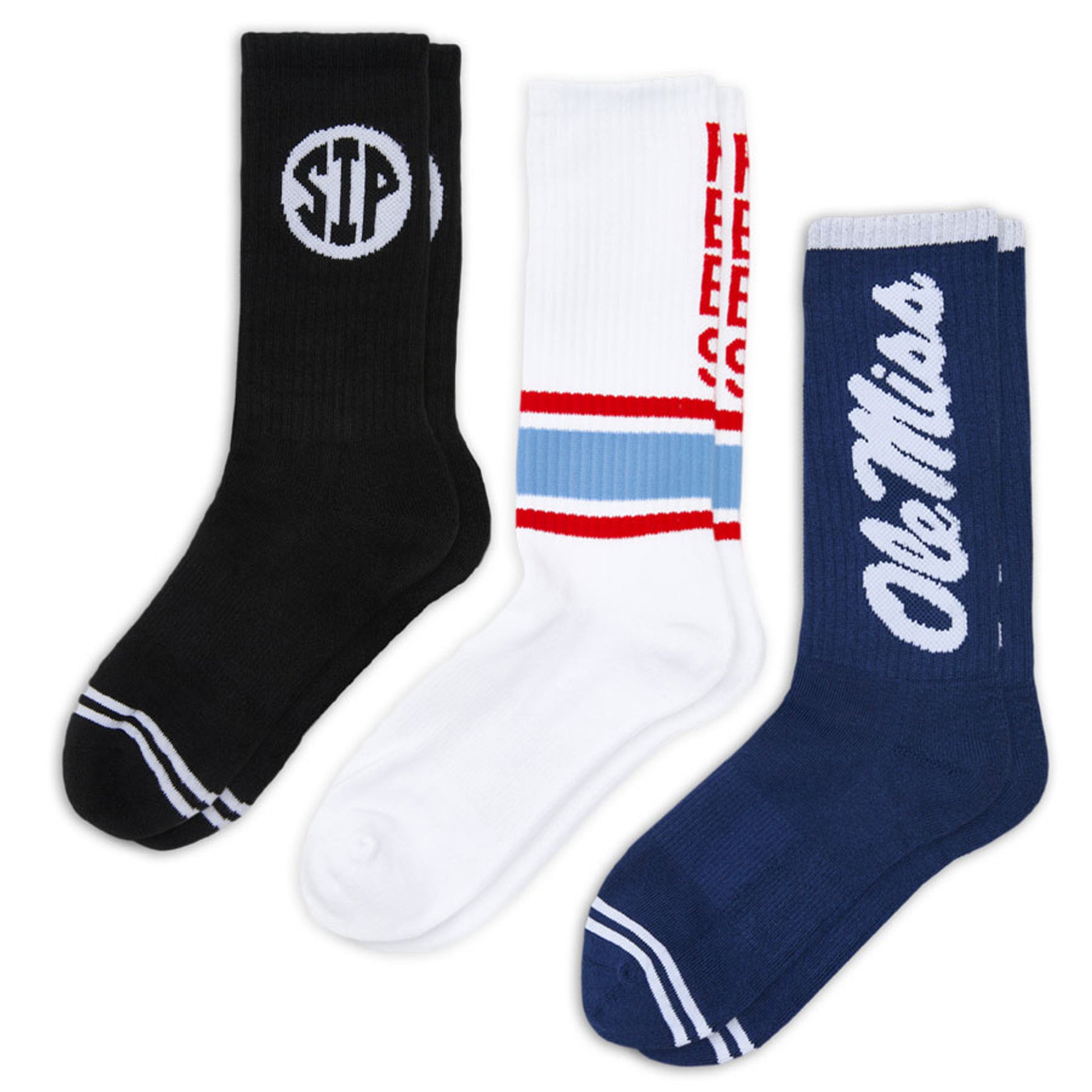 Ole Miss Jackson 3 Pack Casual Crew Socks