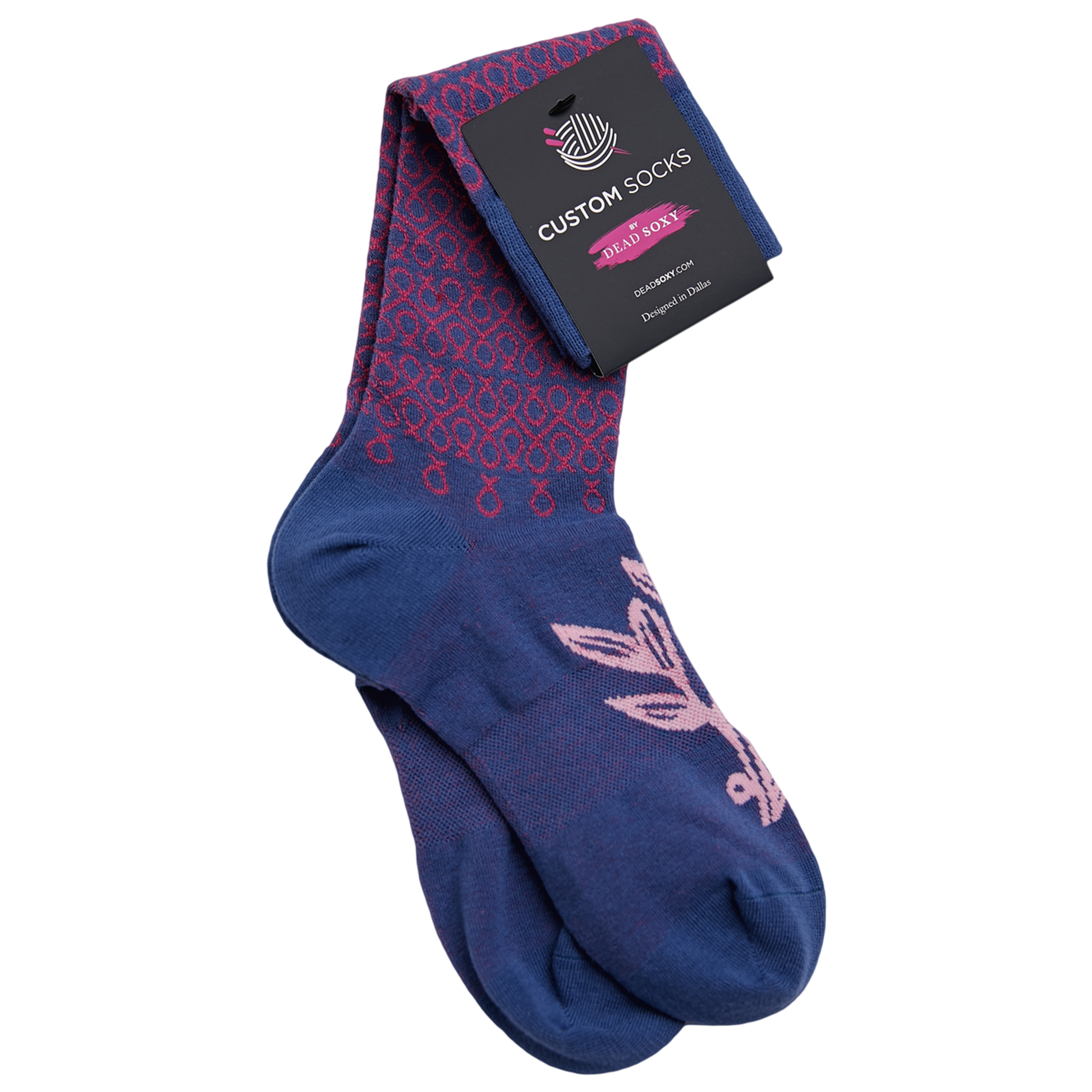 Wear DeadSoxy NBCF - Blue with Dark Pink Connected Ribbons