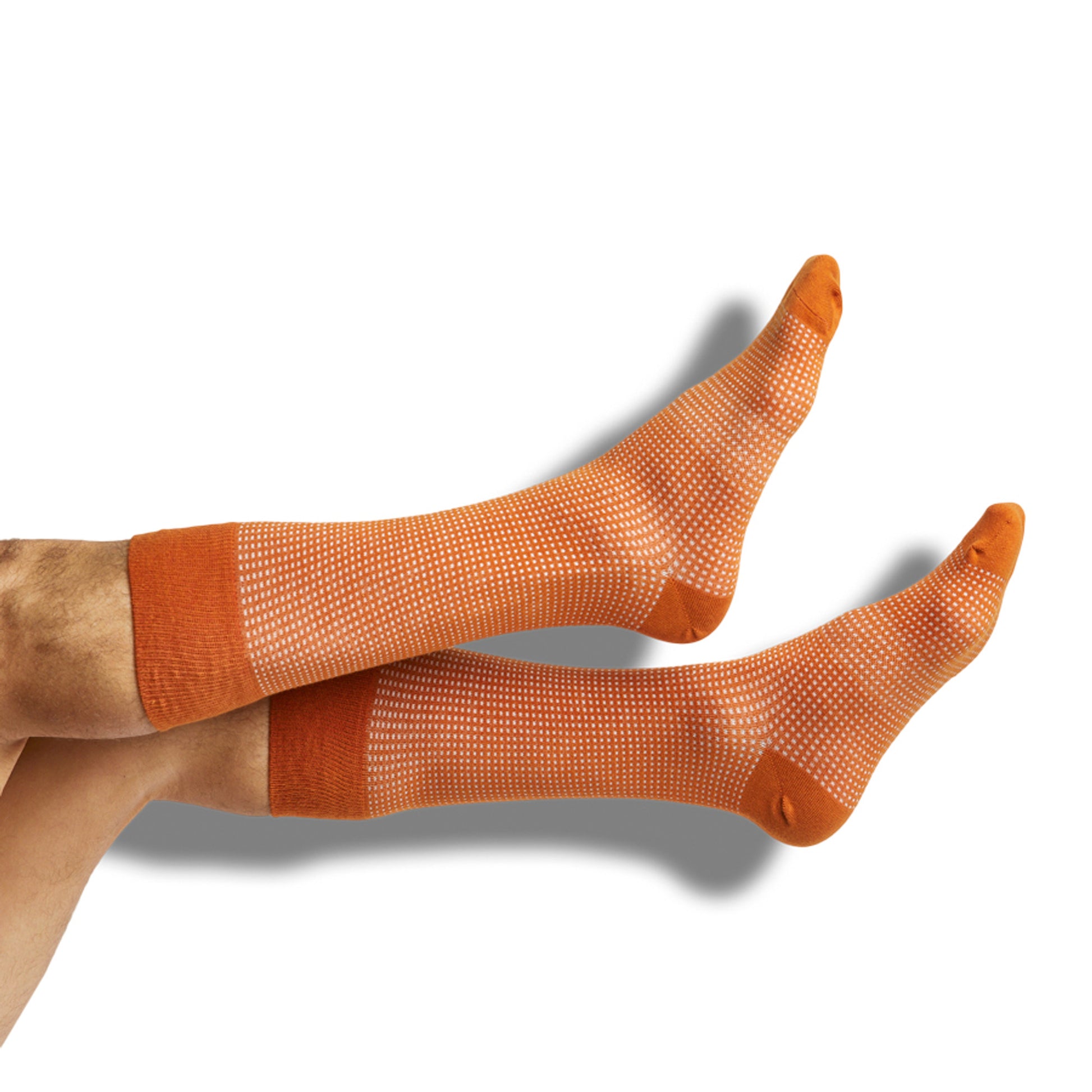 white and burnt orange drip casual socks