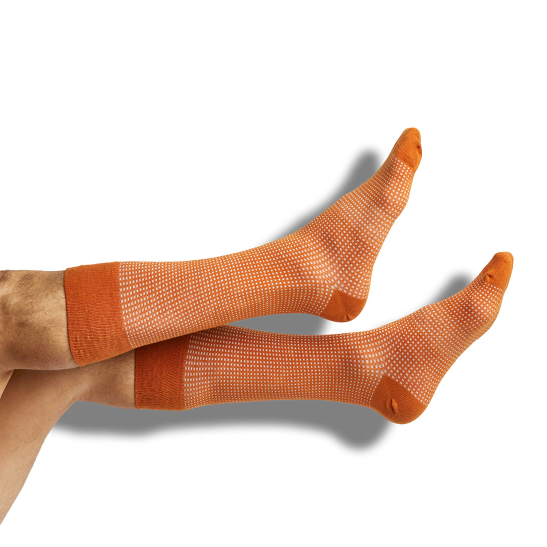 burnt orange and white birdseye dress socks
