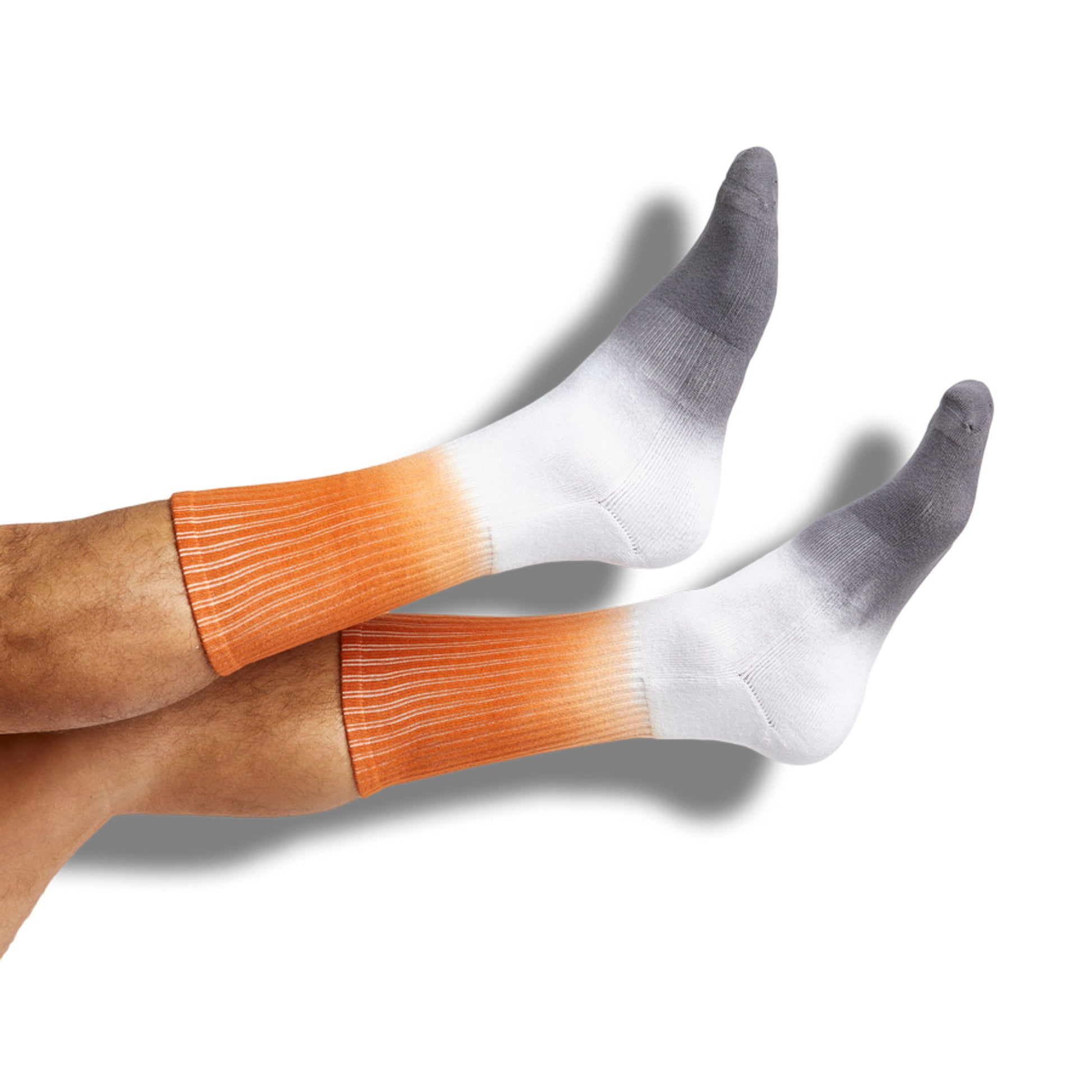 white and burnt orange drip casual socks