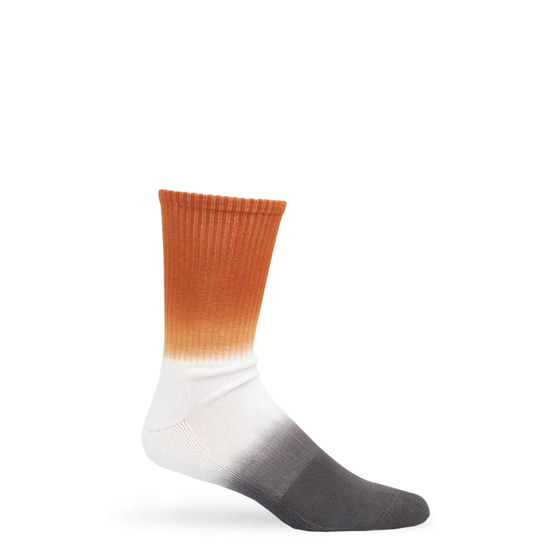 Dip dye casual socks with burnt orange on the leg and charcoal on the foot