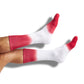 cardinal and white dip-dyed casual socks