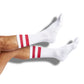 cardinal and white retro stripe casual socks