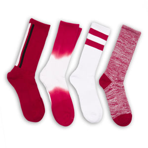 Wear DeadSoxy Cardinal / White Casual Socks 4 Pack