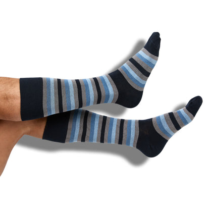 Premium Blue Grey Stripe Dress Socks | DeadSoxy Bamboo Blend Premium Blue Grey Stripe Dress Socks | DeadSoxy Bamboo Blend