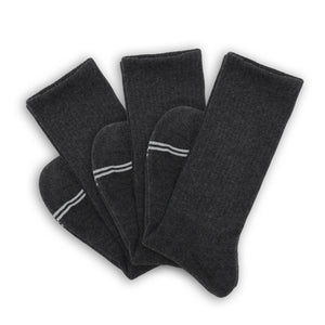 3-Pack of Charcoal Casual Crew Socks offering a simple, stylish design for everyday wear, perfect for pairing with sneakers.