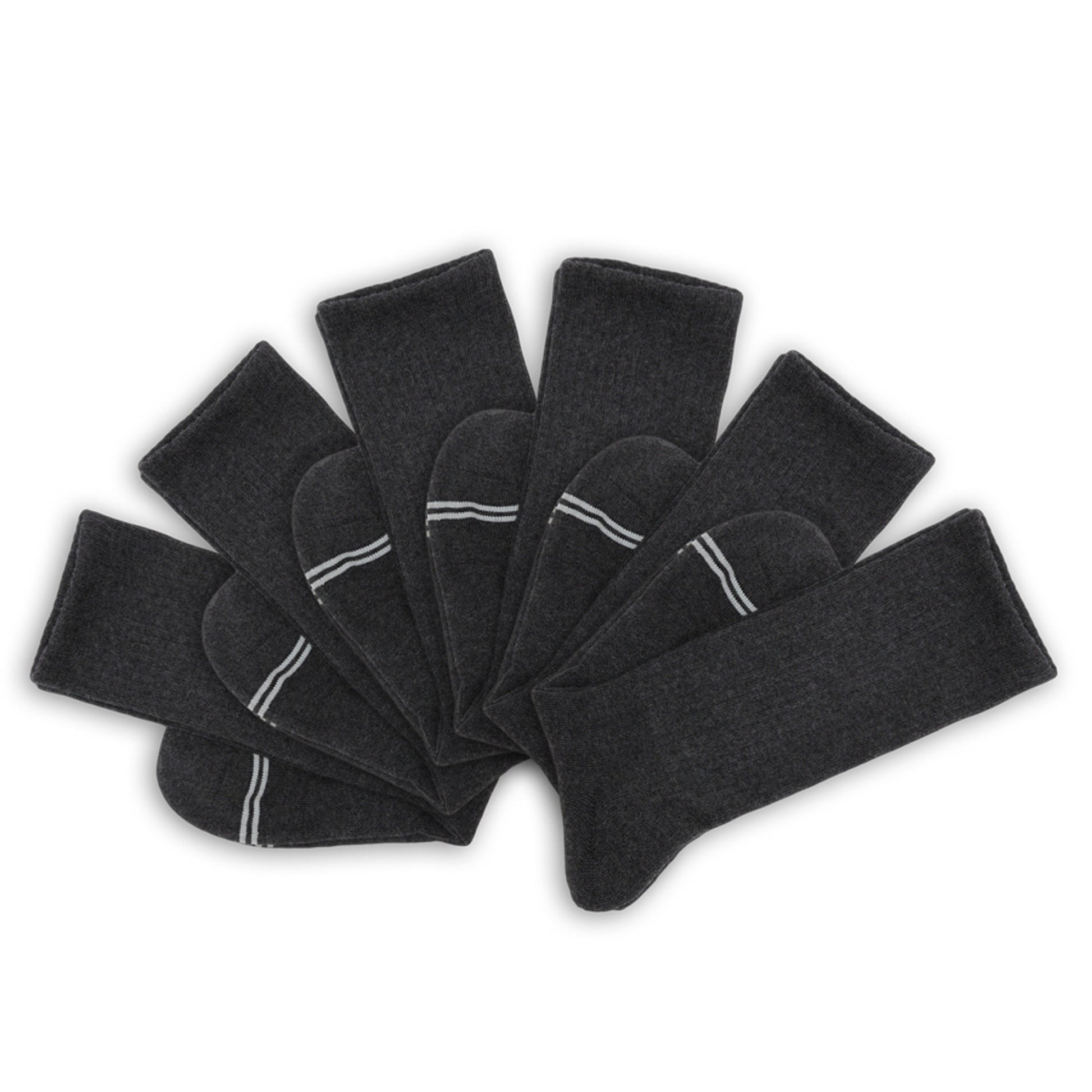 6-Pack of Charcoal Casual Crew Socks offering a simple, stylish design for everyday wear, perfect for pairing with sneakers.