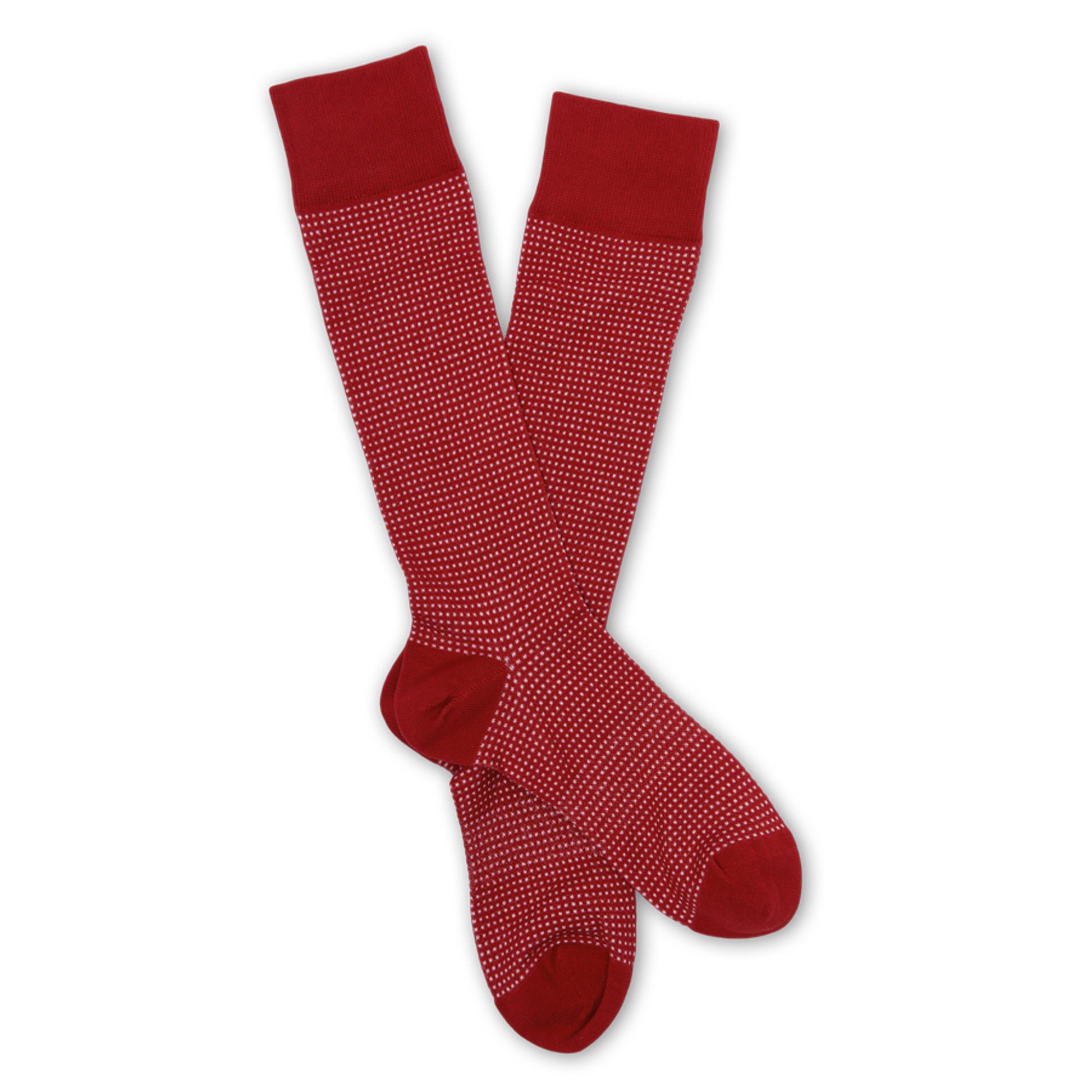 crimson and white birdseye dress socks layflat