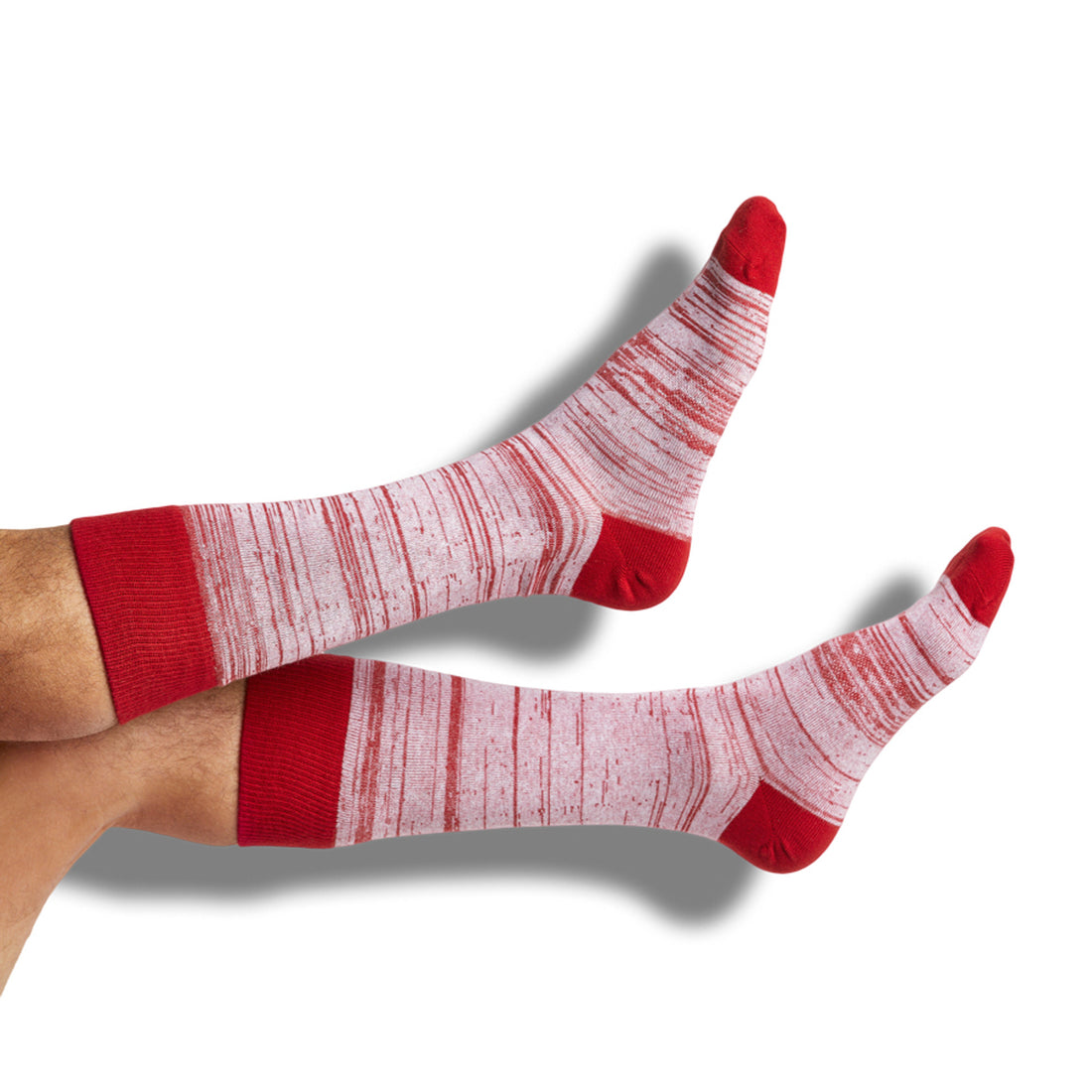 crimson and white vertical stripe casual socks