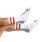 crimson and white retro stripe casual socks