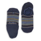 navy invisible liner socks with stripes laid out flat