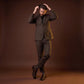 DeadSoxy Briggs cotton dress socks styled with dress shoes in a studio setting