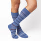 DeadSoxy Colton cotton dress socks worn on leg in an alternate crossed-leg view