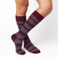 DeadSoxy Sampson cotton dress socks worn on leg in an alternate crossed-leg view