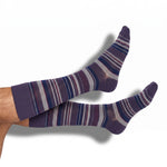 DeadSoxy Smith cotton dress socks worn on leg, showing the Fall 2026 pattern and fit