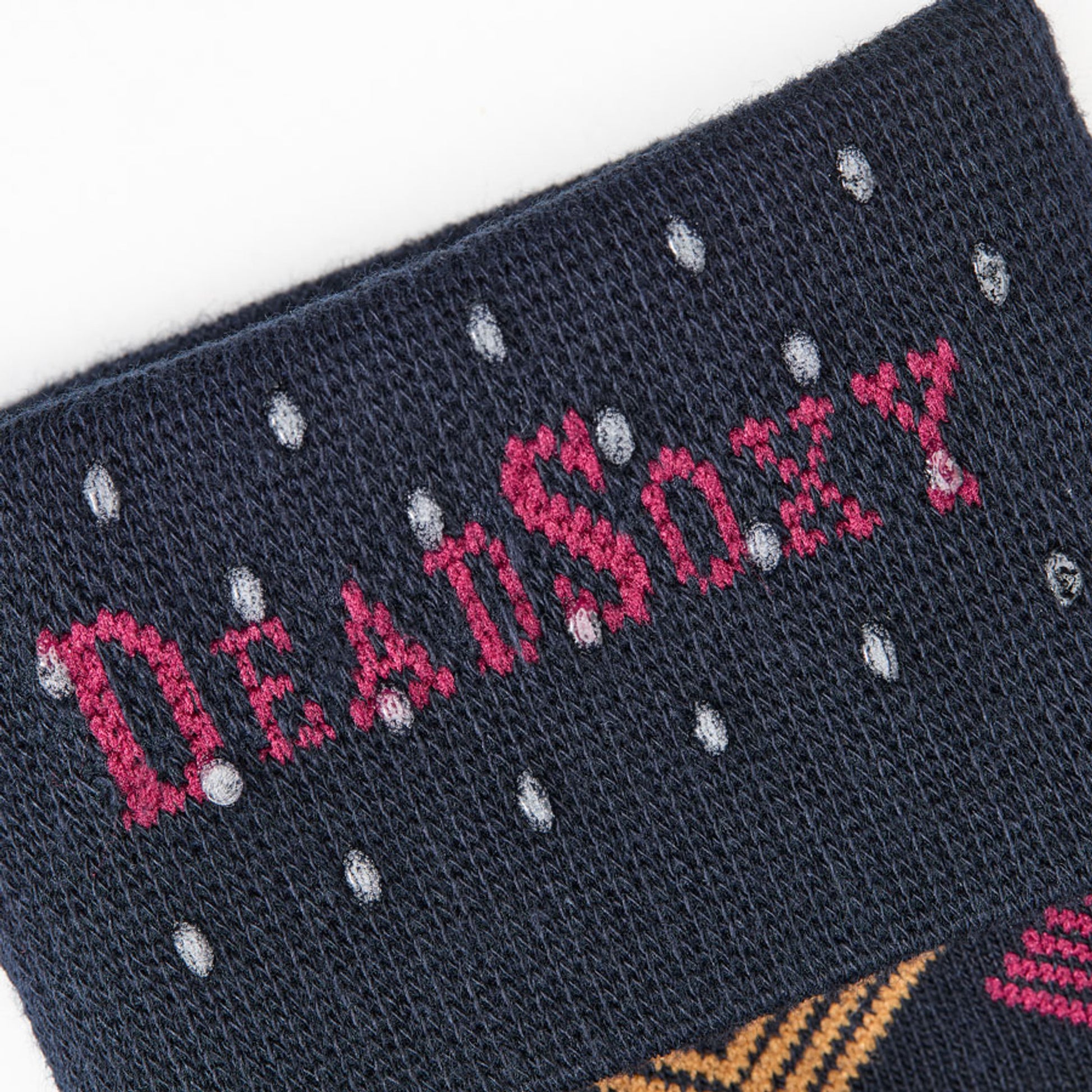 DeadSoxy's TrueStay‚Ñ¢ grip shown in the welt of the dress socks that stay in place.
