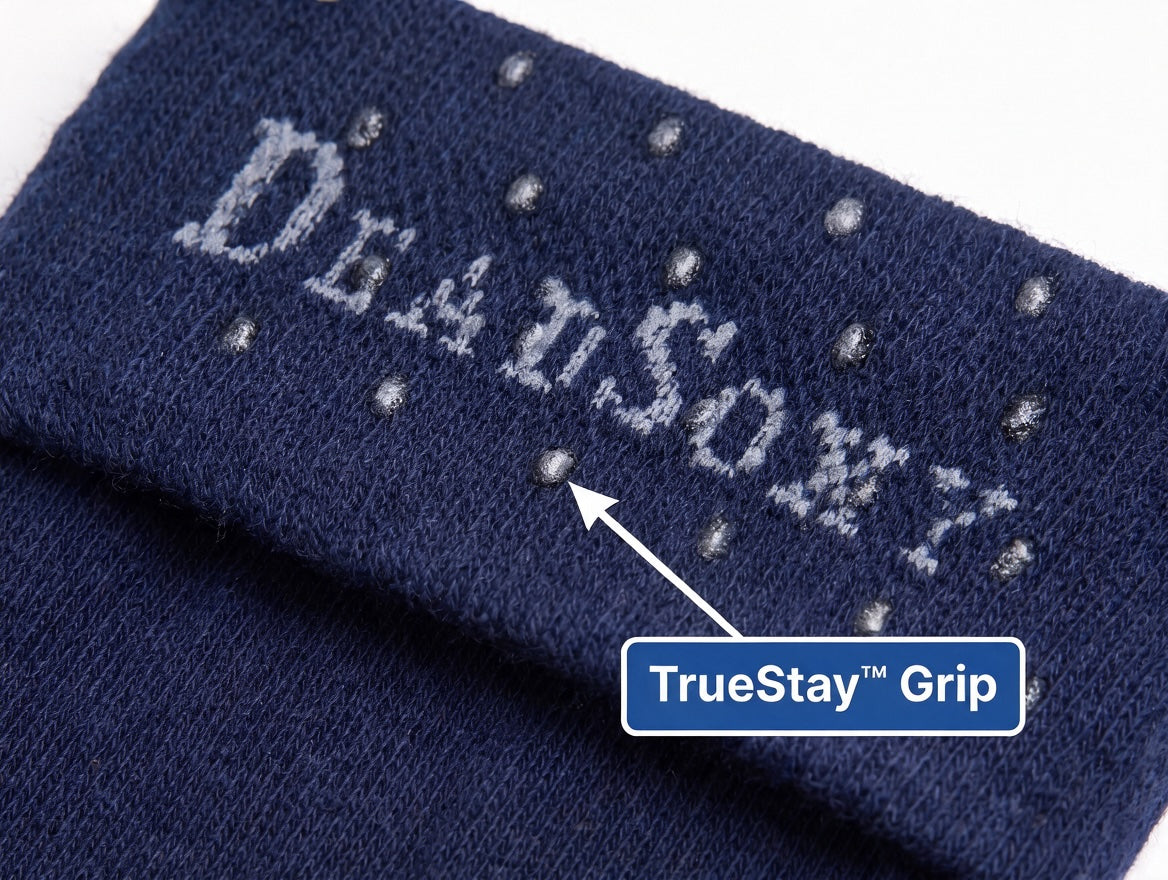 TrueStay™ Grip in the welt of DeadSoxy dress socks. 
