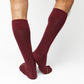 Premium Maroon dress socks on legs