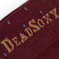 close up of the welt and DeadSoxy's TrueStay‚Ñ¢ sock technology on deep red burgundy and maroon dress socks