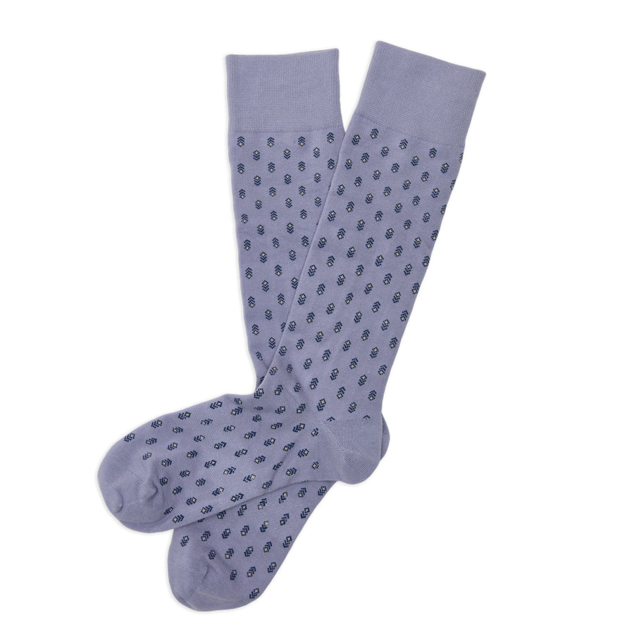 Emmett dress socks flat lay showing complete micro-geometric pattern