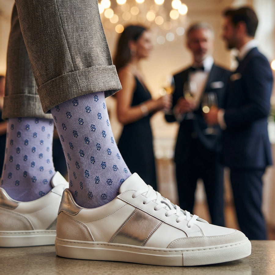 Emmett dress socks styled with sneakers for casual wear