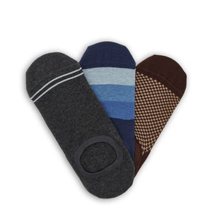 F23 No-Show Sock 3-Pack B with Beau, Rich and Teddy no-show socks laid flat together