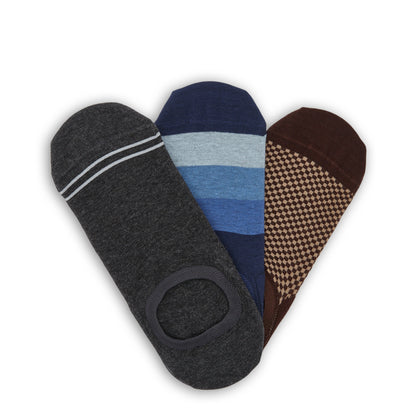 F23 No-Show Sock 3-Pack B with Beau, Rich and Teddy no-show socks laid flat together