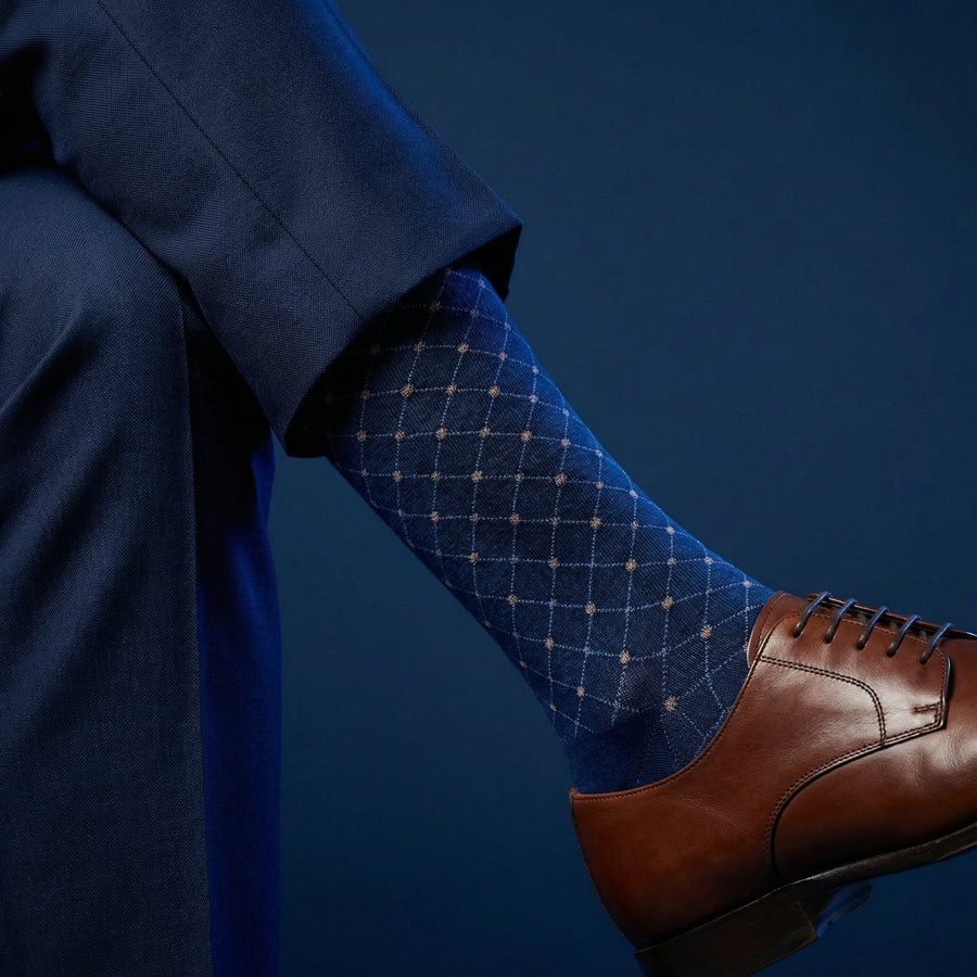 Fuller Dress Socks | Navy Diamond Lattice | DeadSoxy Fuller Dress Socks | Navy Diamond Lattice | DeadSoxy