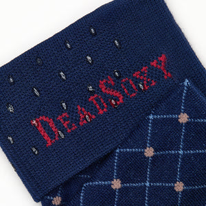 Close-up of Fuller dress sock welt detail showing deep navy ribbed cuff