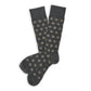 DeadSoxy Gerald Cotton Dress Socks flat lay showing a charcoal-gray base with blue diamonds outlined in yellow