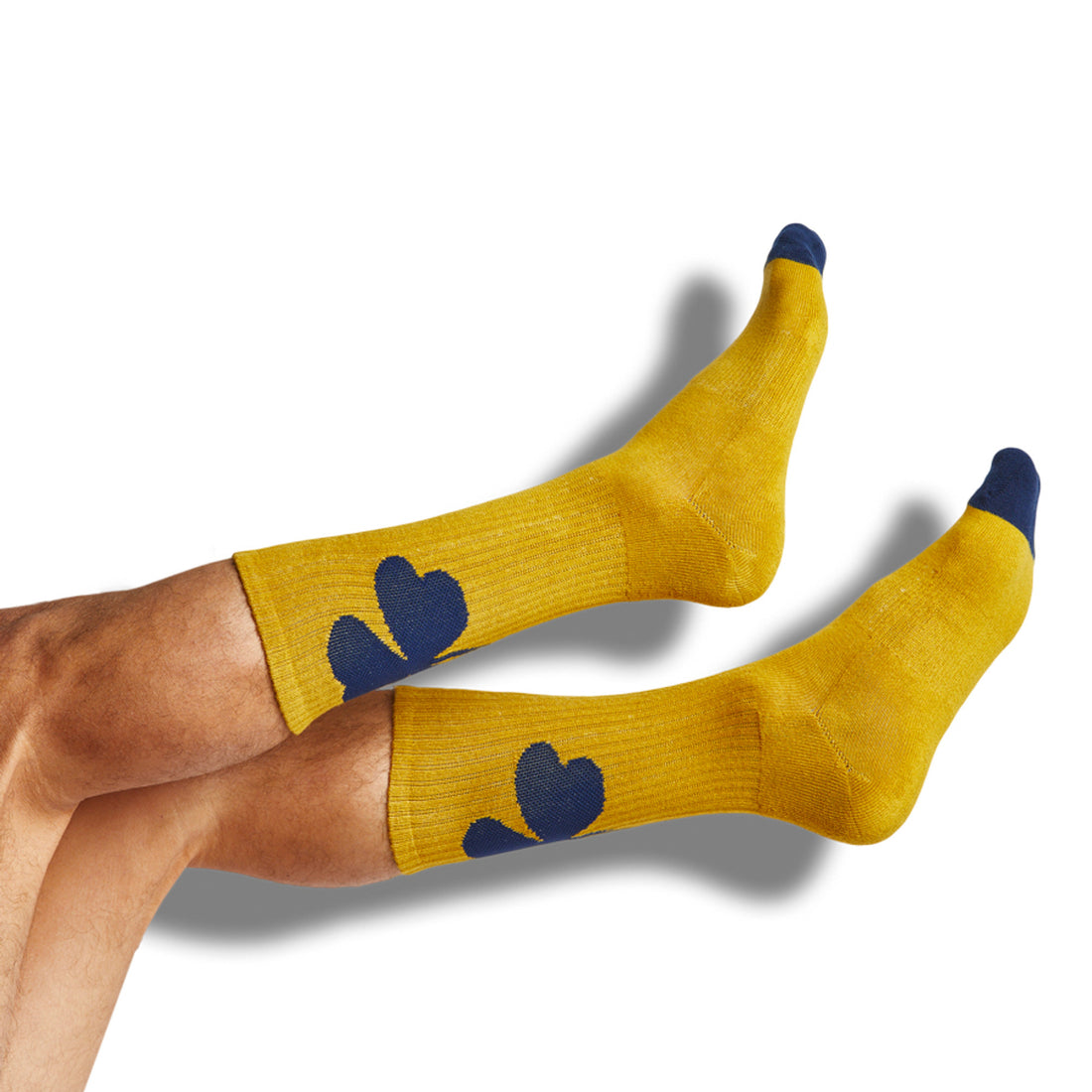 gold casual socks with lucky shamrock on the back of the leg