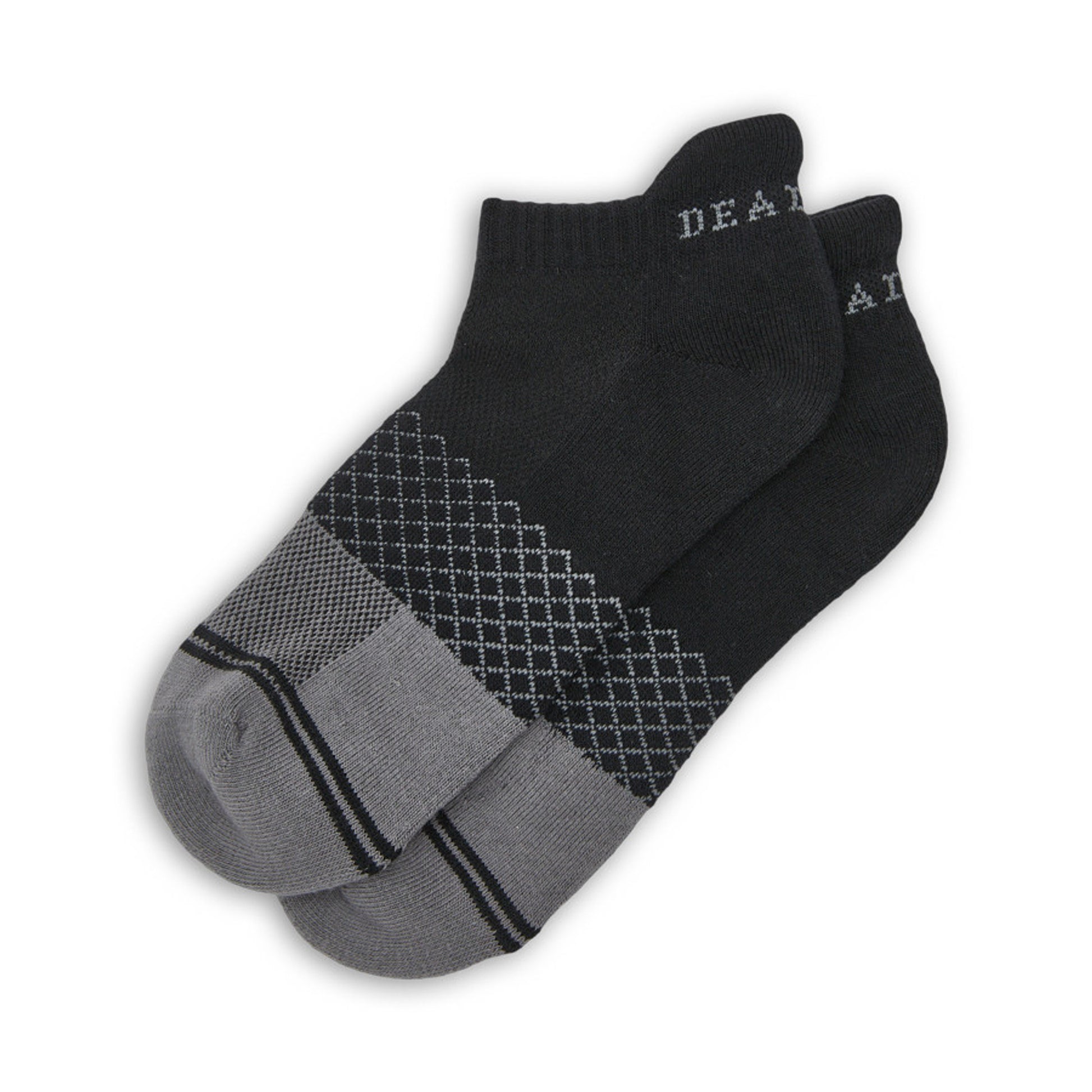 black ankle socks with mesh foot and cushioned footbed