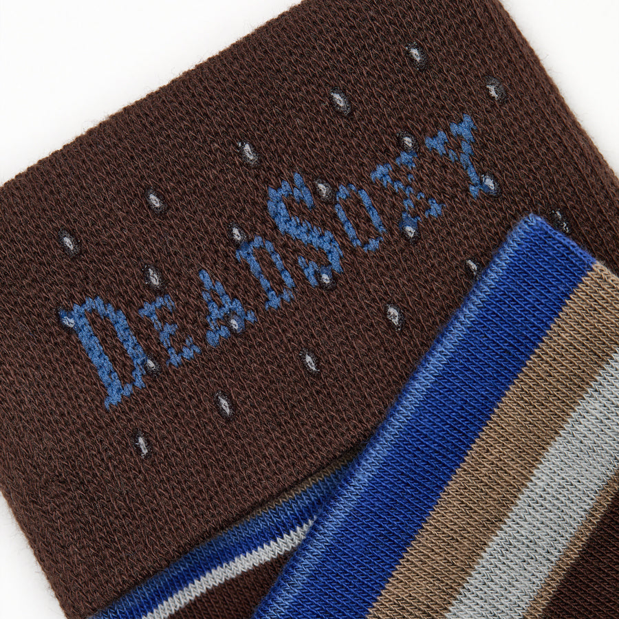 Close-up of Grant dress sock welt detail showing chocolate brown ribbed cuff