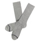Grey casual crew athletic lounger sock with light blue double stripe across toe laid out flat