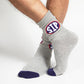 Heather grey athletic casual  Ole Miss licensed socks with SIP on the leg.